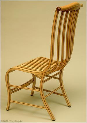 Tony Hayden Furniture and Design, Bent Laminated Side Chairs, based on a chair designed in 1810 by the Boston furniture maker Samual Gragg