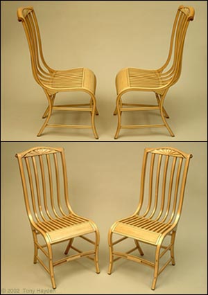 Tony Hayden Furniture and Design, Bent Laminated Side Chairs, based on a chair designed in 1810 by the Boston furniture maker Samual Gragg