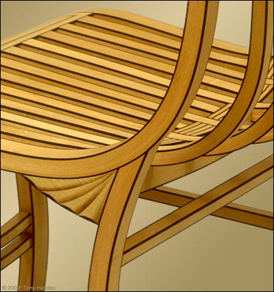 Tony Hayden Furniture and Design, Bent Laminated Side Chairs, based on a chair designed in 1810 by the Boston furniture maker Samual Gragg