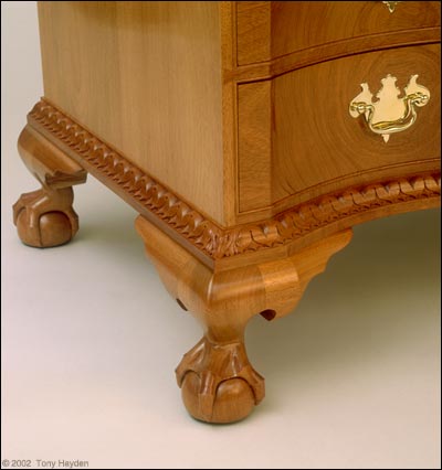 Tony Hayden Furniture and Design, Serpentine Front Slant Top Desk, chosen from several examples of pieces from the furniture collections of the Metropolitan Museum of Art in New York and the Museum of Fine Art in Boston